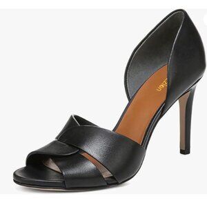 Pazzion Black Open Toe High Heel D'Orsay Pumps Slip On Two Pieces Sandals